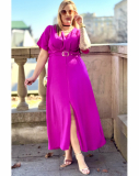 Dlhé dámske plus size šaty s opaskom Amande